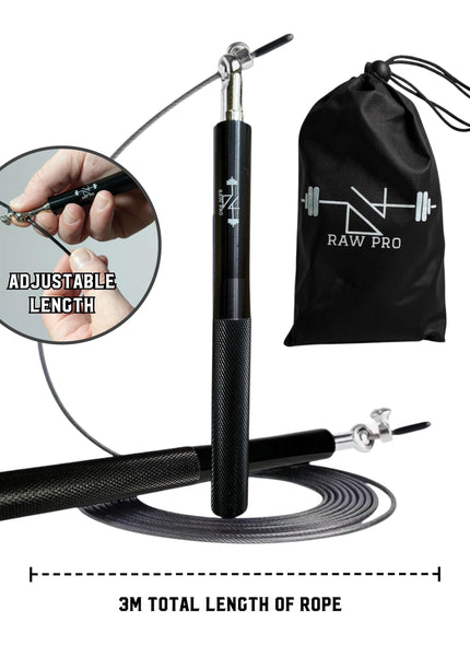 DanRaw Pro Jump Rope, Skipping Rope for Boxing, Fitness, Speed Rope, Adjustable Workout Skipping Rope for Men, Women, Boys, Girls, Side Mounted Easy Adjust, Aluminium Handle, Steel Wire