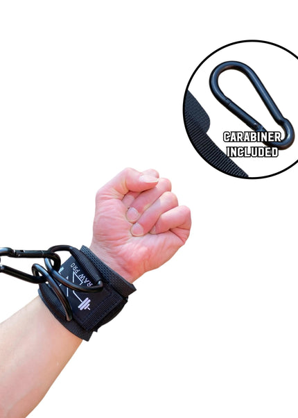 Pair Padded Wrist Cuffs with D-Ring and Carabiners