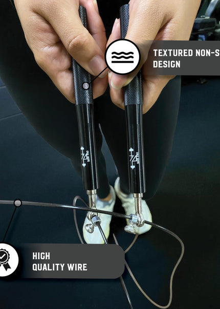 DanRaw Pro Jump Rope, Skipping Rope for Boxing, Fitness, Speed Rope, Adjustable Workout Skipping Rope for Men, Women, Boys, Girls, Side Mounted Easy Adjust, Aluminium Handle, Steel Wire