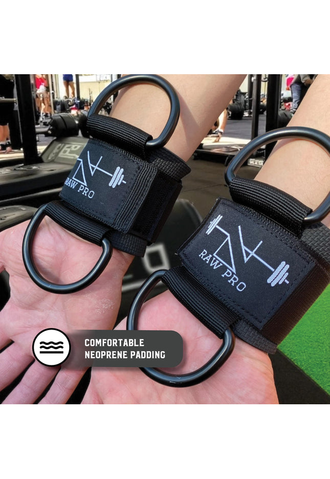 Pair Padded Wrist Cuffs with D-Ring and Carabiners