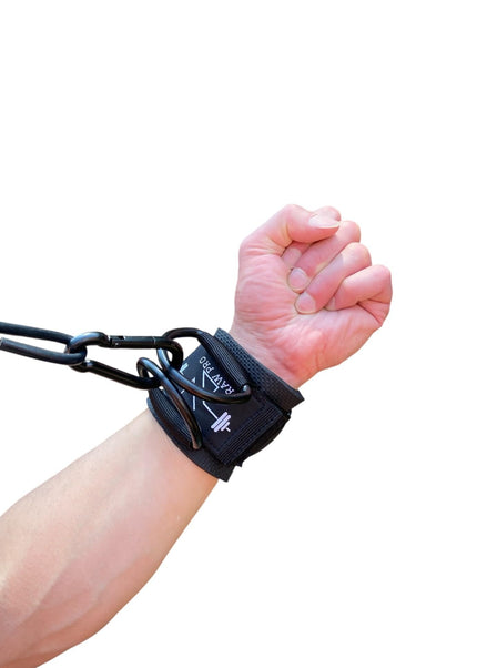 Pair Padded Wrist Cuffs with D-Ring and Carabiners